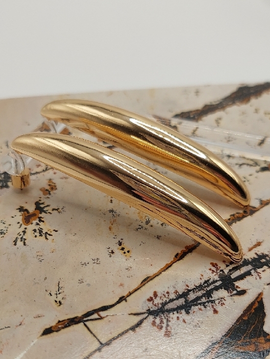 Jewelry - 1990's Goldtone Curved Hoop Pierced Earrings - Women Jewelry